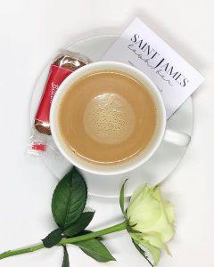 Coffee and flower at Saint James Lash Bar